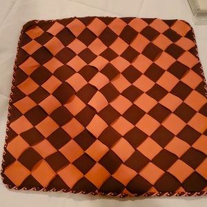 Pink/ brown pillow cover